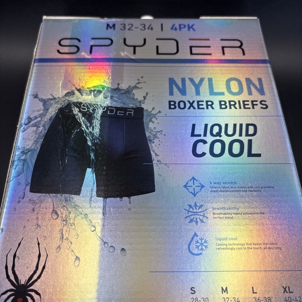 SPYDER 4 Pack Liquid Cool Nylon Boxer Briefs Men's M L XL Assorted - Picture 6 of 7